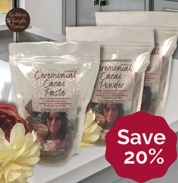 Upgrade your order to 1 Sacred Cacao Paste bag + 2 Sacred Cacao Powder Bags and SAVE 20%!
